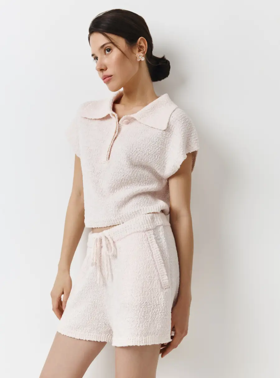 Джемпер женский, с воротником-поло, розовый, Sigrid