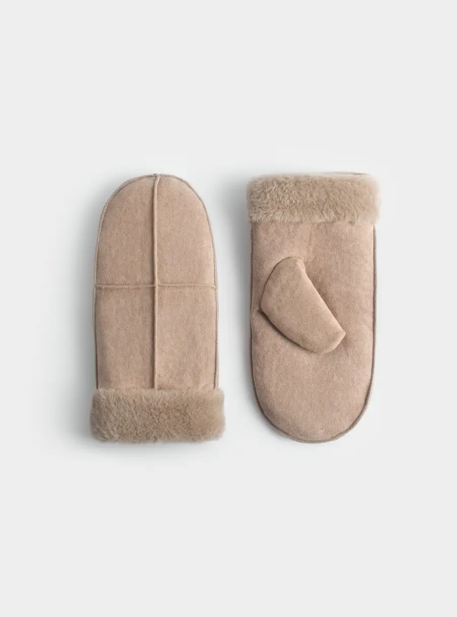 Варежки из искусственной замши с мехом, Suede warm