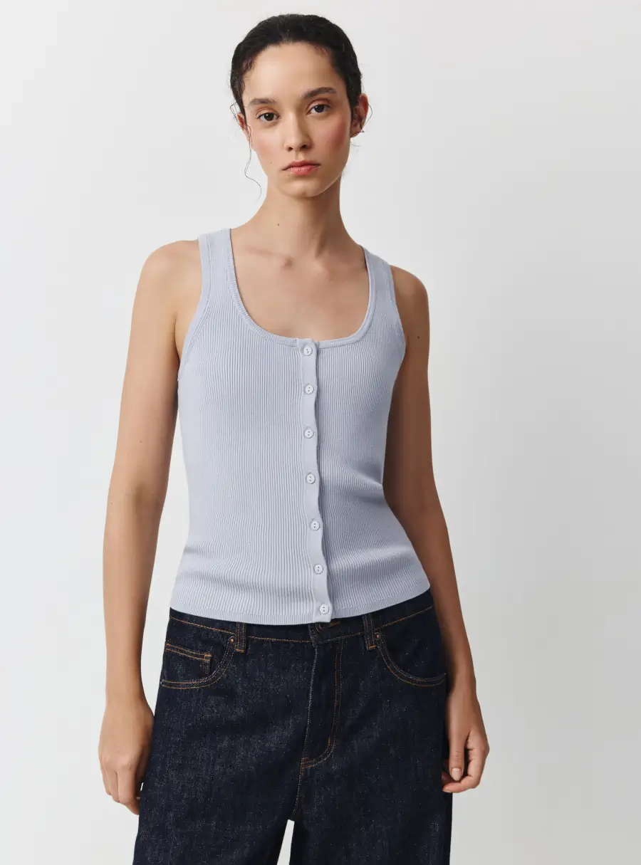 Топ женский, на пуговицах, голубой, Milou
